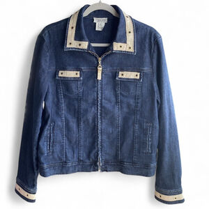 Vintage St. John Sport Y2K ZipUp Designer Denim Jacket Blue Women’s L - PRISTINE